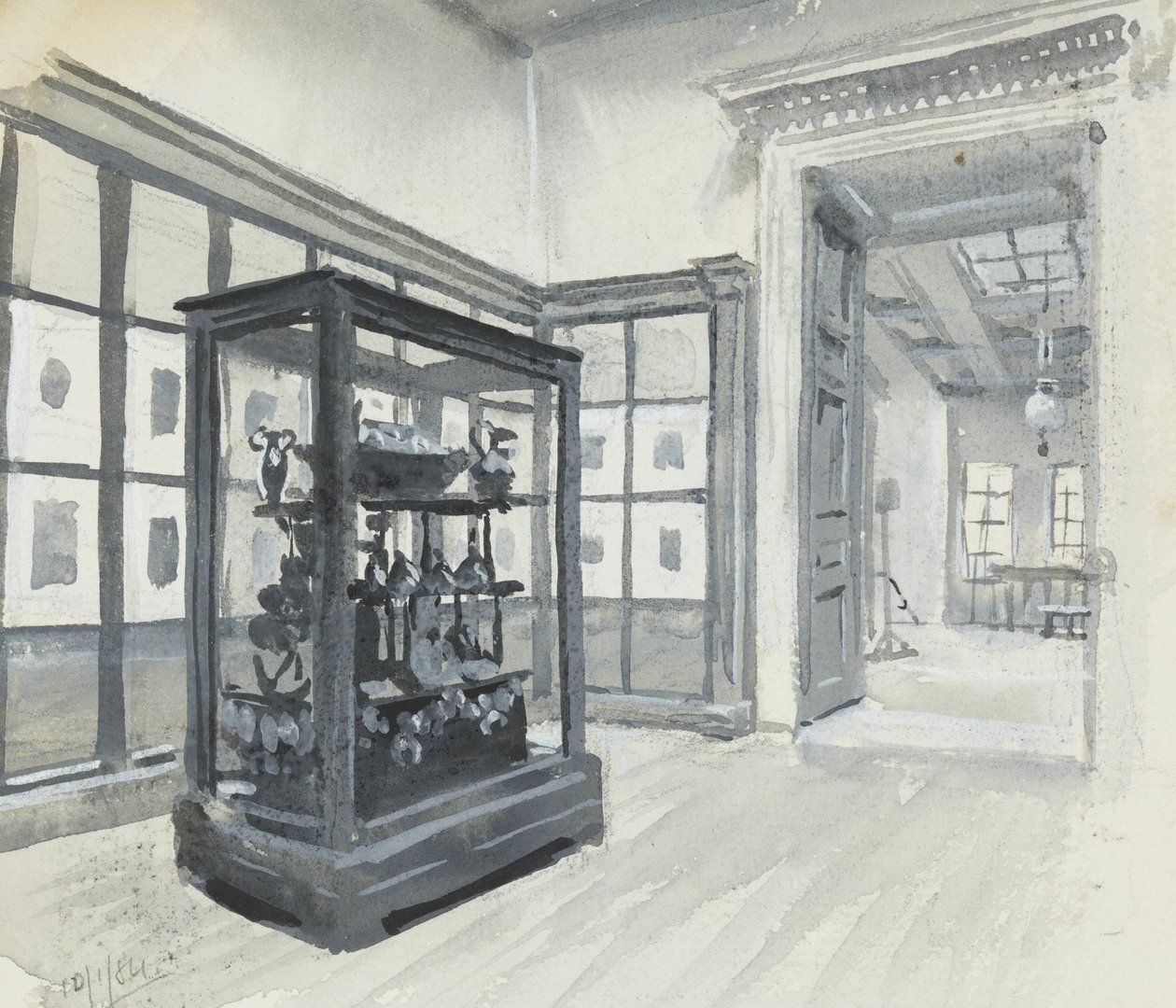 Widok wnętrza Muzeum Brytyjskiego z galerią rycin autorstwa Henry Edward Tidmarsh