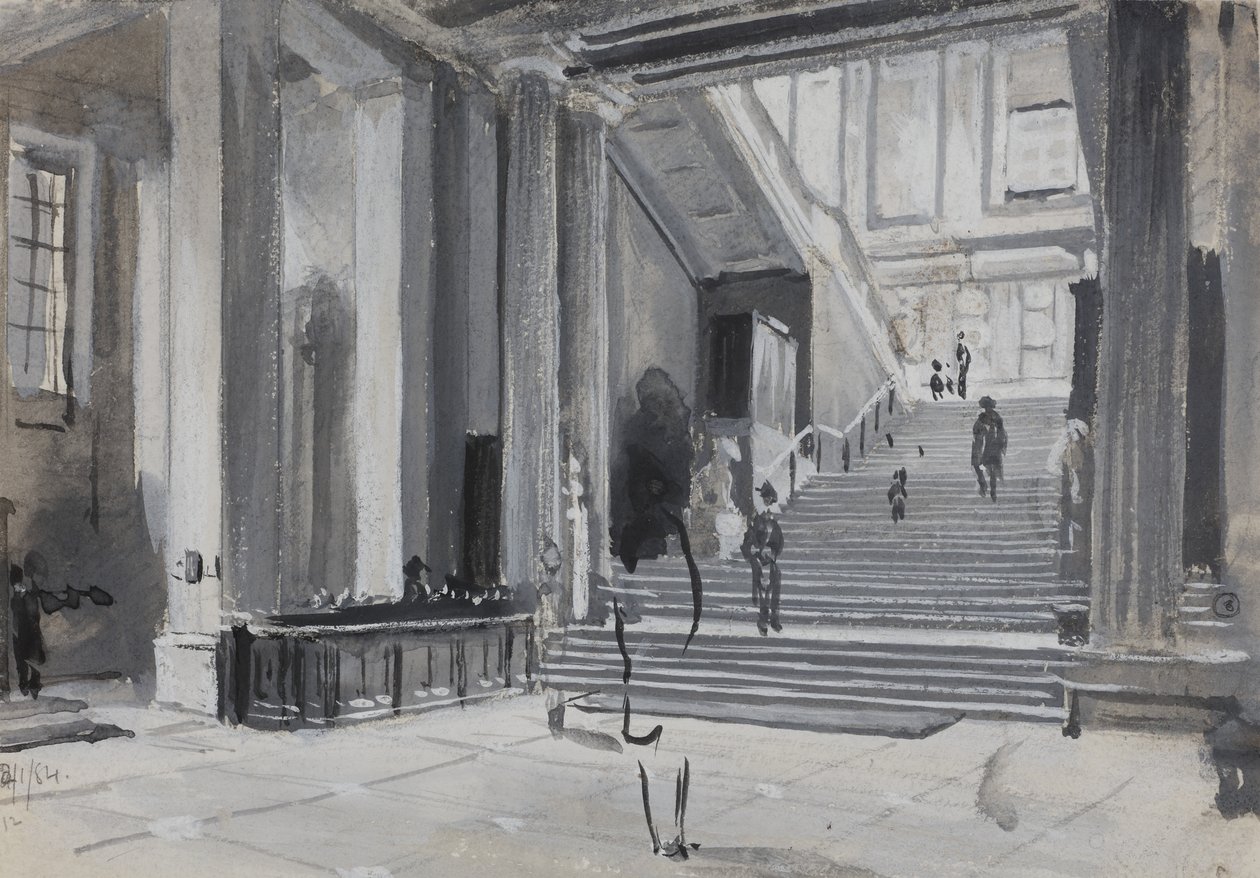 Widok wnętrza British Museum z głównymi schodami, 1884 autorstwa Henry Edward Tidmarsh