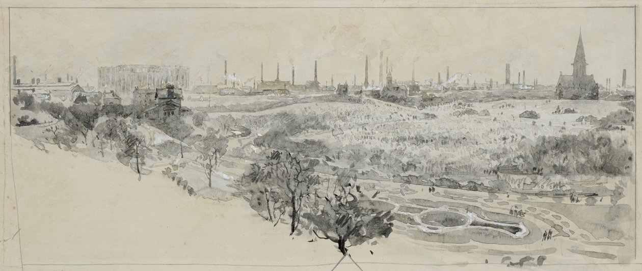 Cmentarz Phillips Park i gazownia Bradford Road autorstwa Henry Edward Tidmarsh