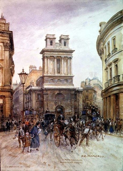 St. Mary Woolnoth: ulica Króla Williama autorstwa Henry Edward Tidmarsh