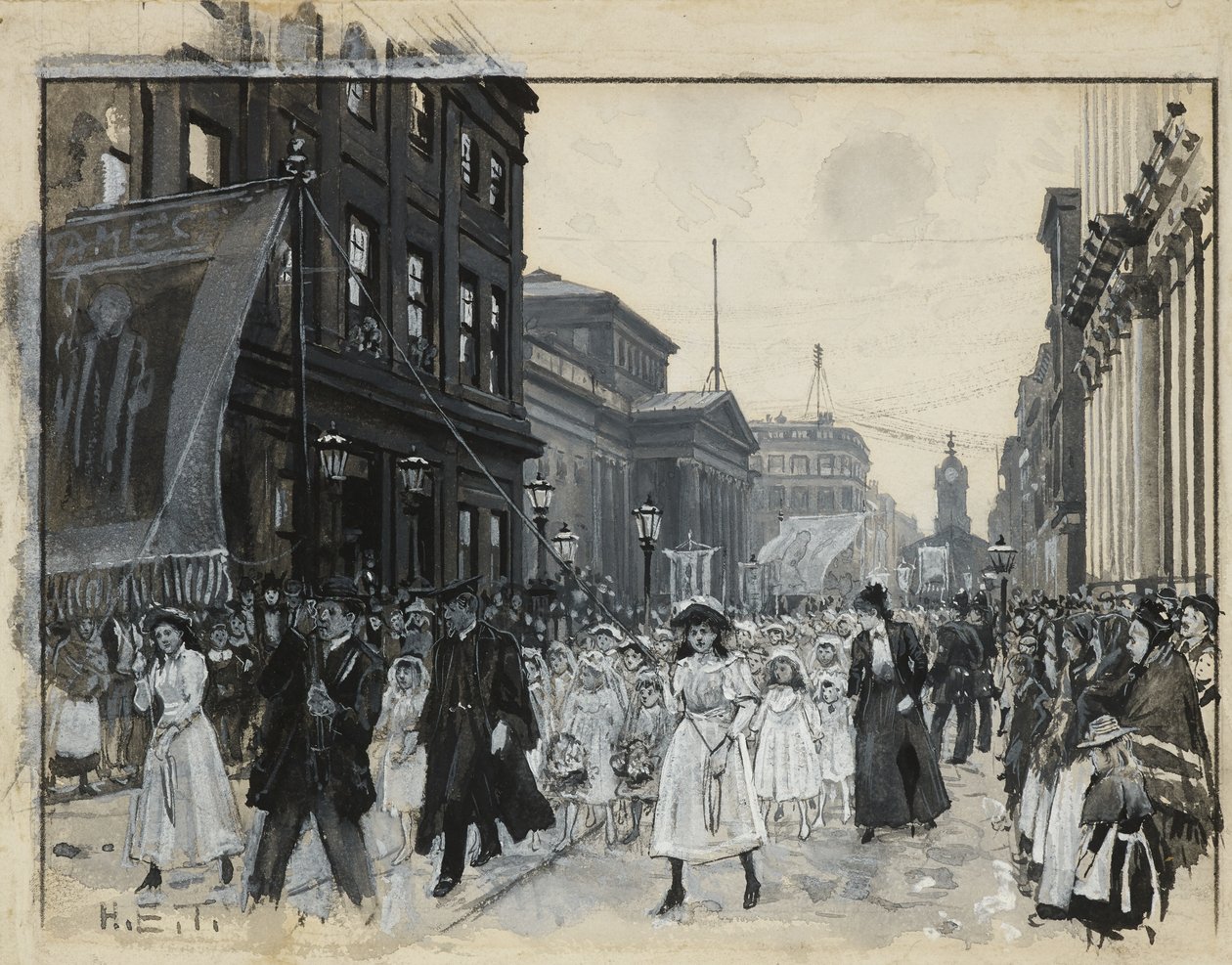 Procesja w Zielone Świątki, Mosley Street autorstwa Henry Edward Tidmarsh