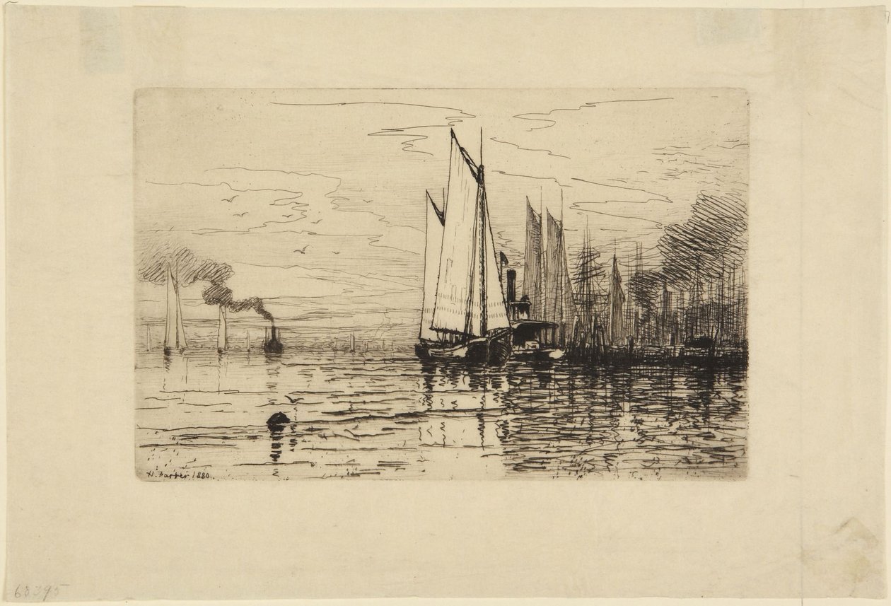 Łodzie w porcie autorstwa Henry Farrer