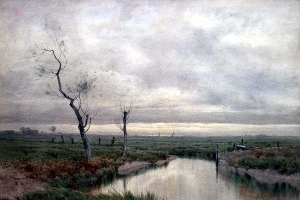 Nadmorskie bagna (akwarela) autorstwa Henry Farrer