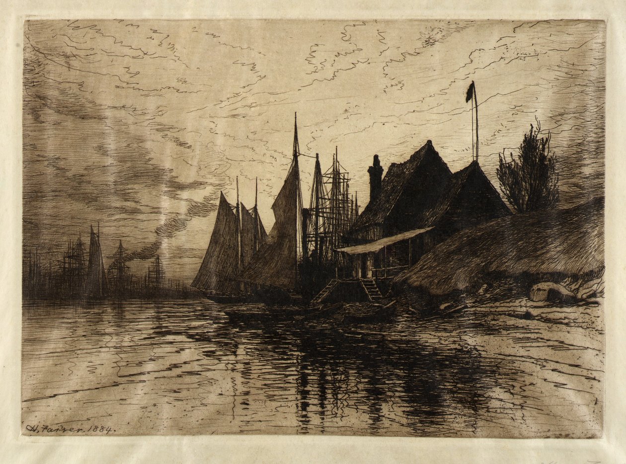 Wieczór, port w Nowym Jorku autorstwa Henry Farrer