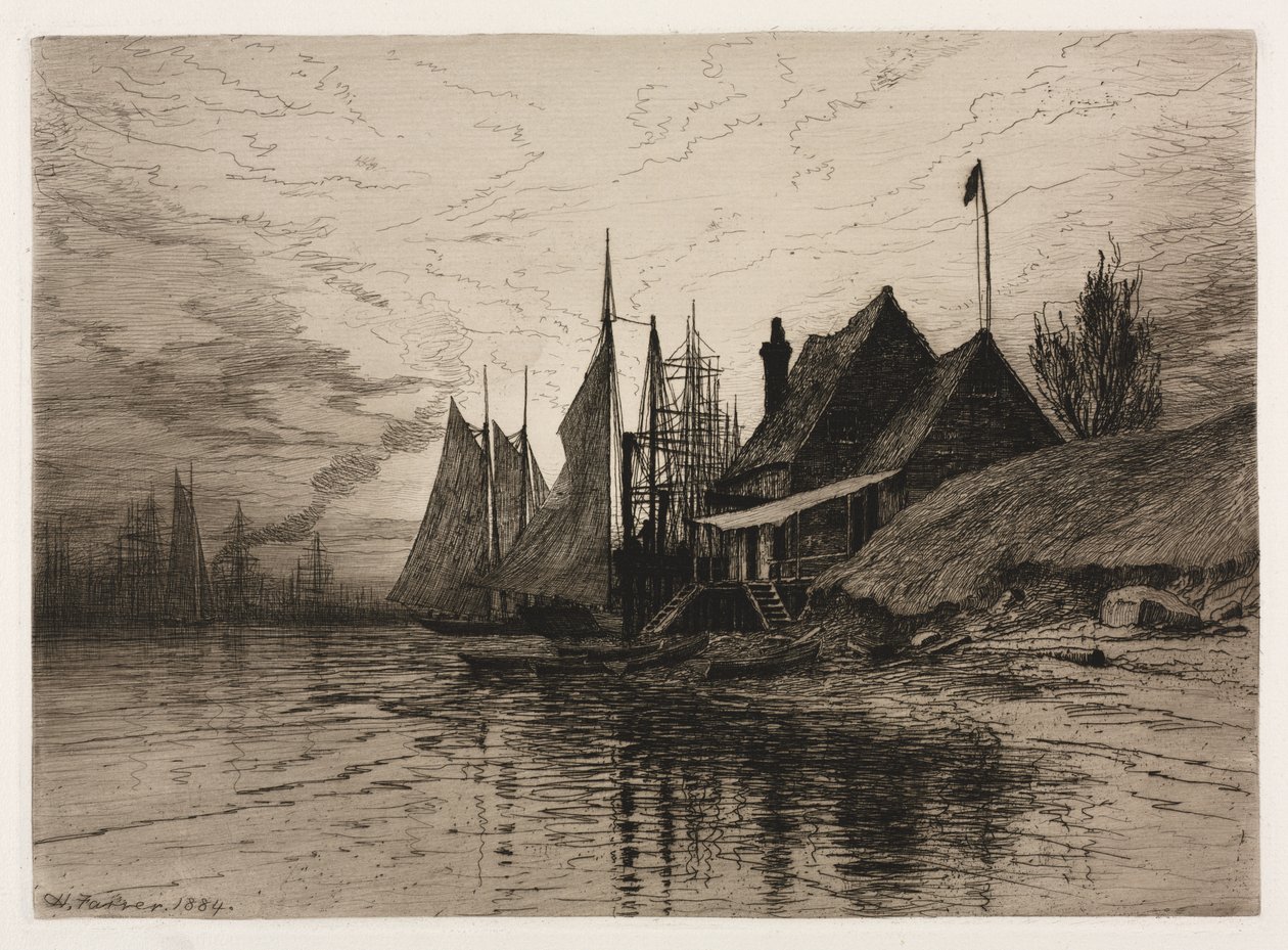 Wieczór, port w Nowym Jorku autorstwa Henry Farrer
