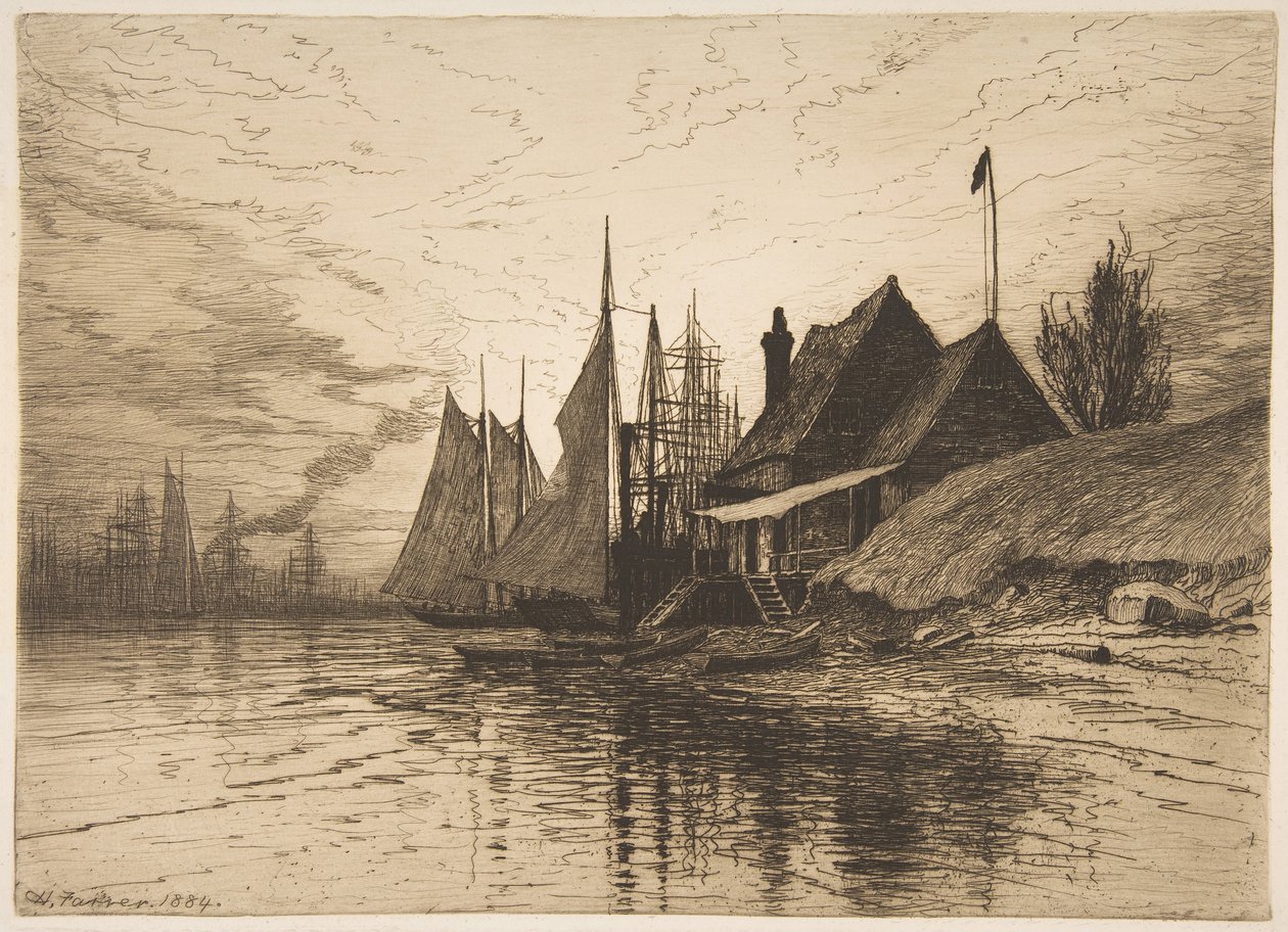 Wieczór, port w Nowym Jorku, 1884. autorstwa Henry Farrer