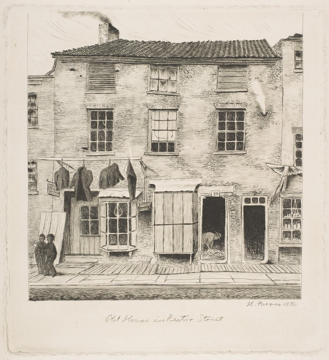 Stary dom przy Rector Street, z serii „Sceny dawnego Nowego Jorku” autorstwa Henry Farrer