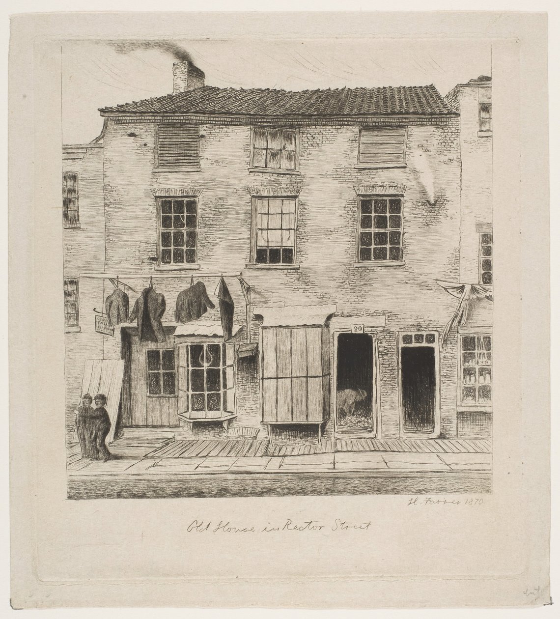 Stary dom na Rector Street ze scen Starego Nowego Jorku, 1870. autorstwa Henry Farrer