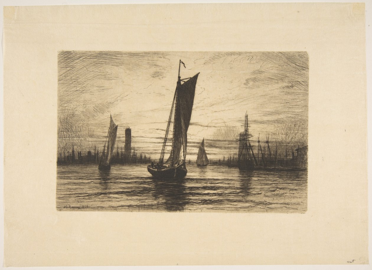 Zachód słońca nad East River autorstwa Henry Farrer