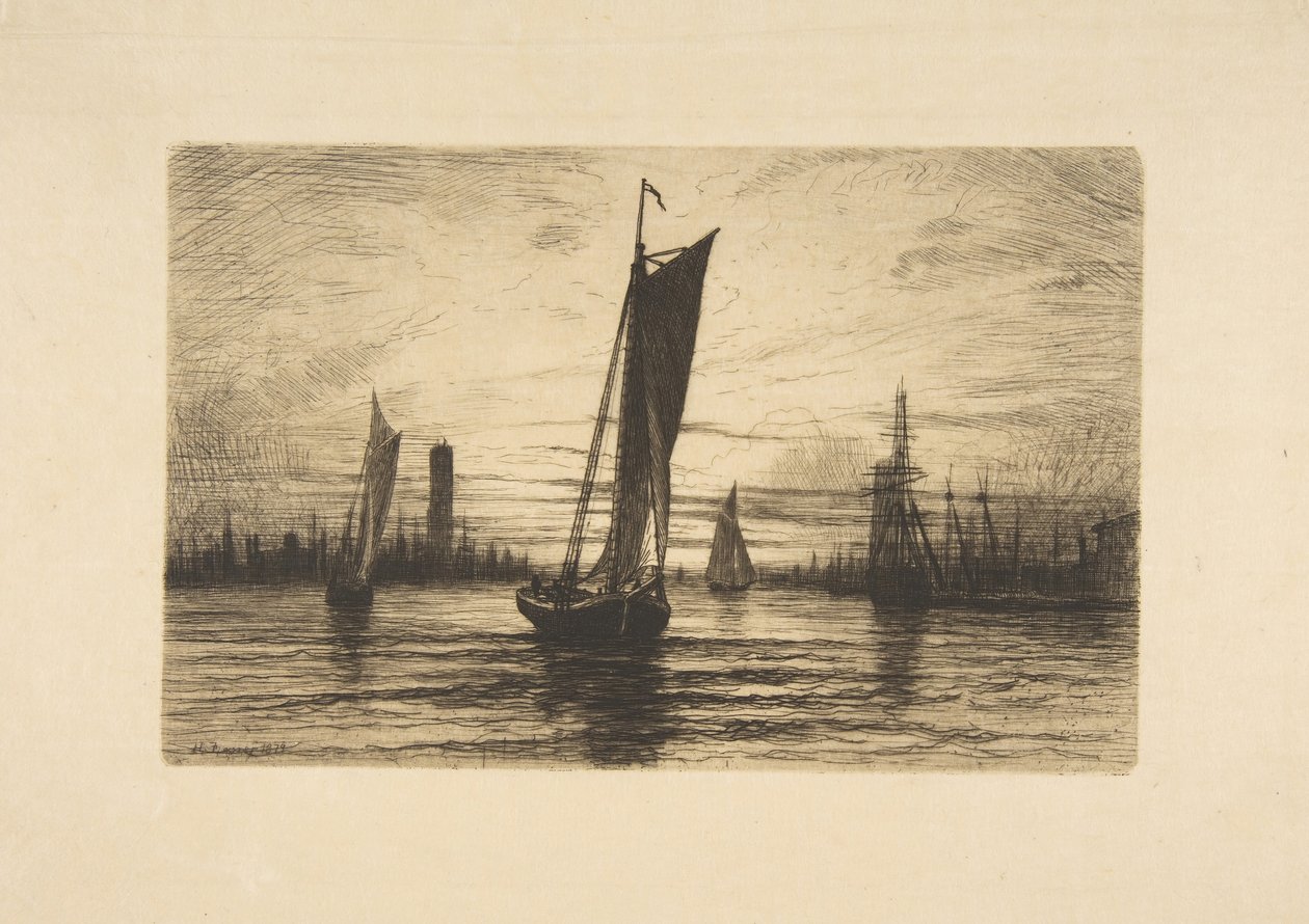 Zachód słońca nad East River, 1879. autorstwa Henry Farrer