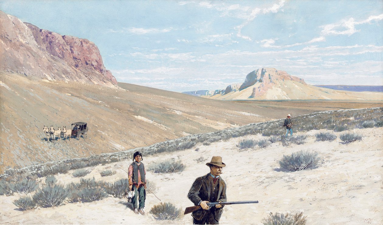 Theodore Roosevelt „Strzelanie do szałwii” autorstwa Henry Francois Farny