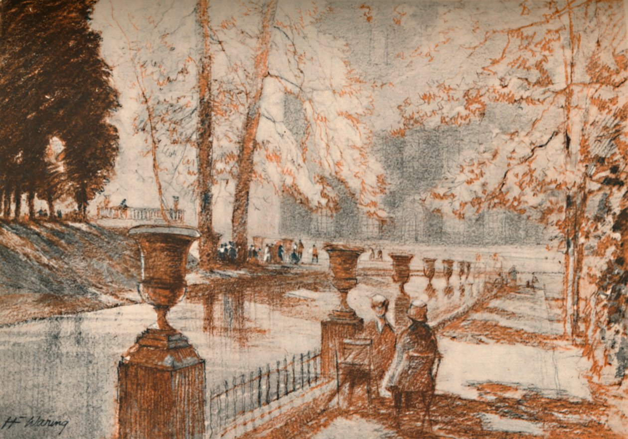 Luksemburski Paryż kocha drzewa i dzieci., c1927, 1927 autorstwa Henry Franks Waring