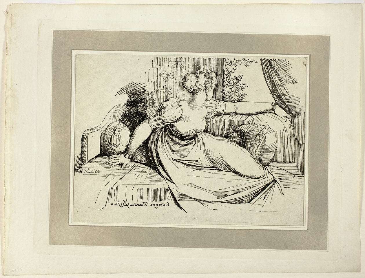 Kobieta siedząca przy oknie („Wieczór przynosisz wszystko”), z pierwszego numeru Specimens of Polyautography autorstwa Johann Heinrich Füssli