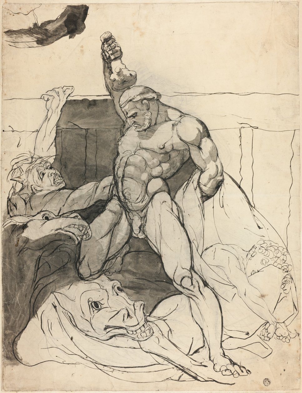 Herkules zabija klacze Diomedesa autorstwa Johann Heinrich Füssli