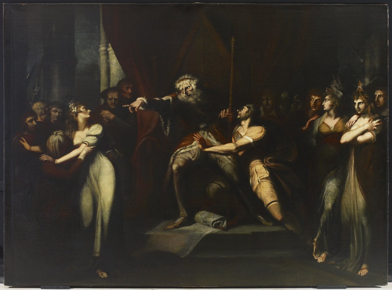 Lear wypędzający Cordelię, ok. 1784-90 autorstwa Johann Heinrich Füssli