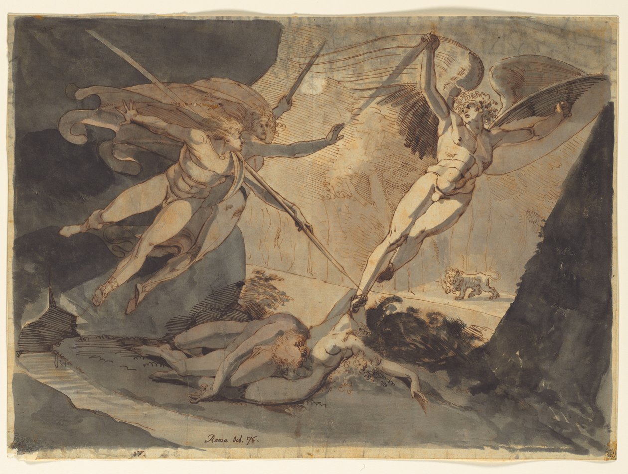Szatan zaczyna się od dotknięcia włóczni Ithuriela autorstwa Johann Heinrich Füssli