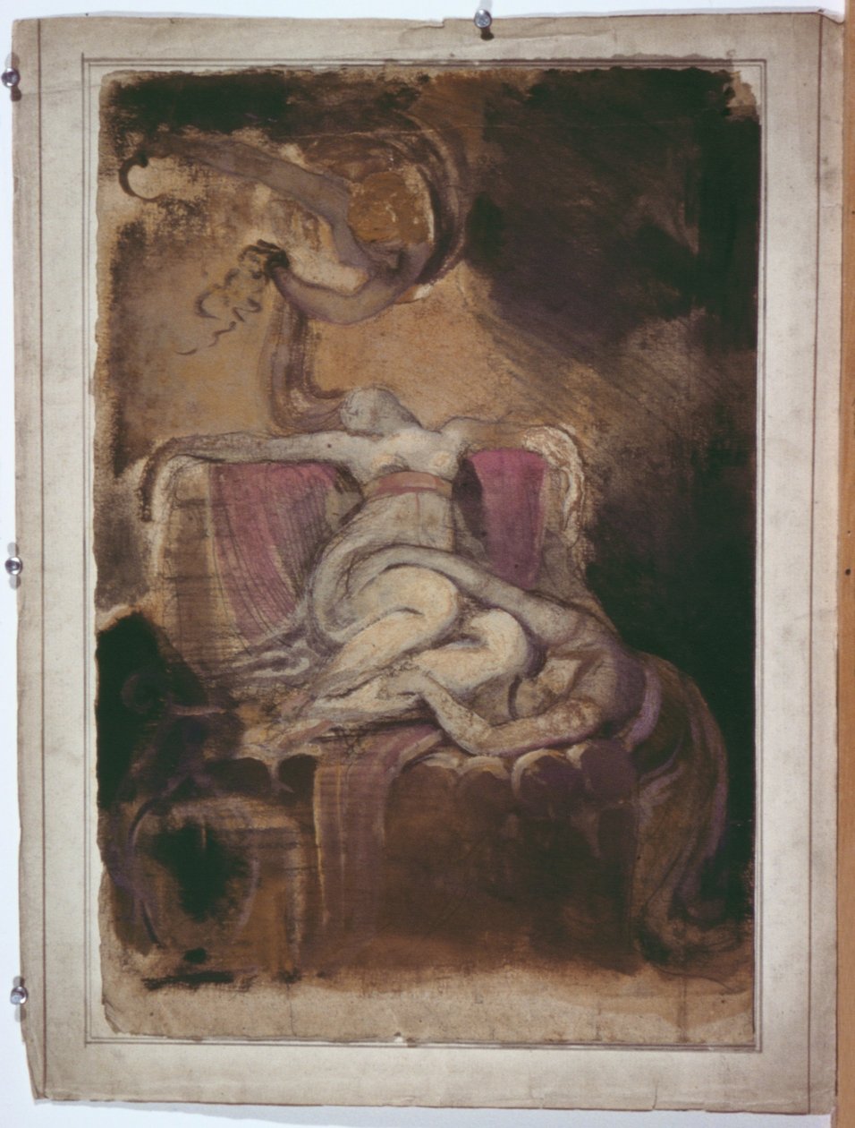 Szkic do "Dydony na stosie pogrzebowym" (recto); Szkic erotyczny mężczyzny i kobiety (verso) autorstwa Henry Fuseli