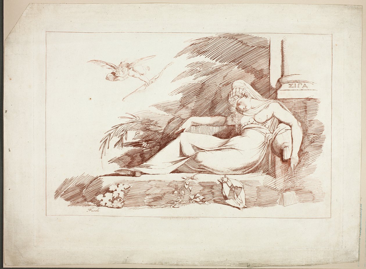 Śpiąca kobieta z Kupidynem autorstwa Johann Heinrich Füssli