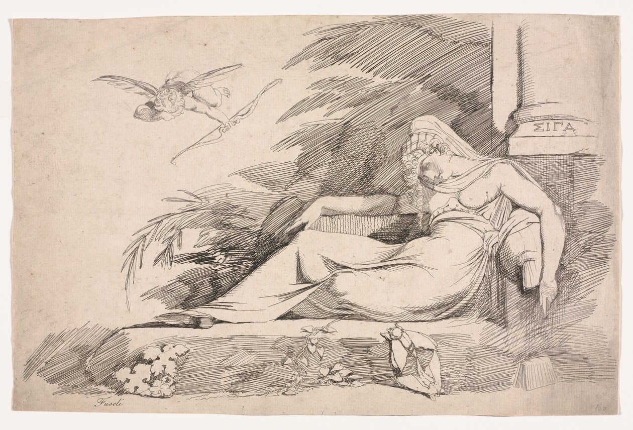 Śpiąca kobieta z Kupidynem autorstwa Johann Heinrich Füssli