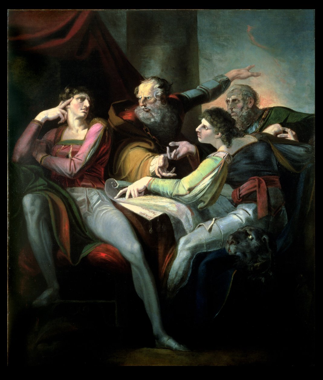 Spór między Hotspur, Worcester, Mortimer i Glendower, 1784 autorstwa Johann Heinrich Füssli