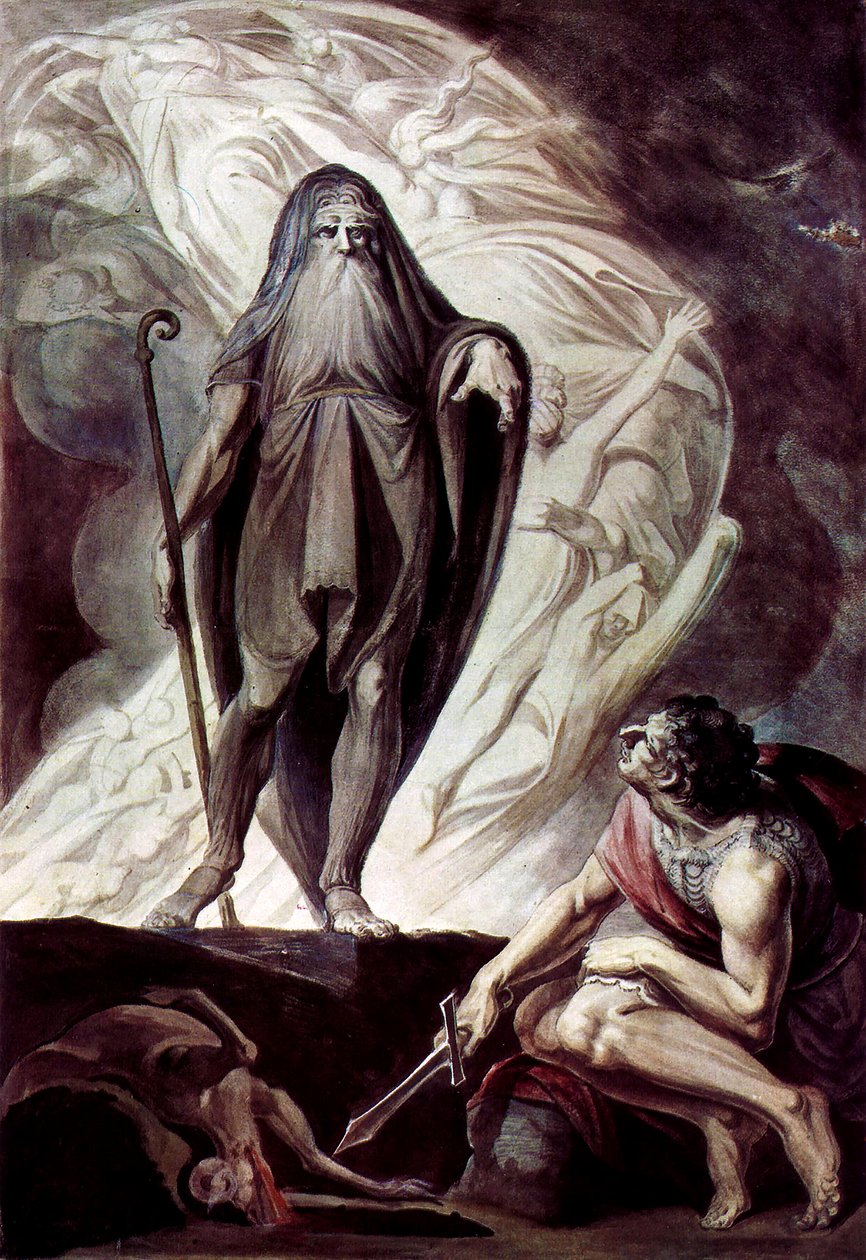 Theresias pojawia się Ulyseuszowi podczas składania ofiary autorstwa Johann Heinrich Füssli