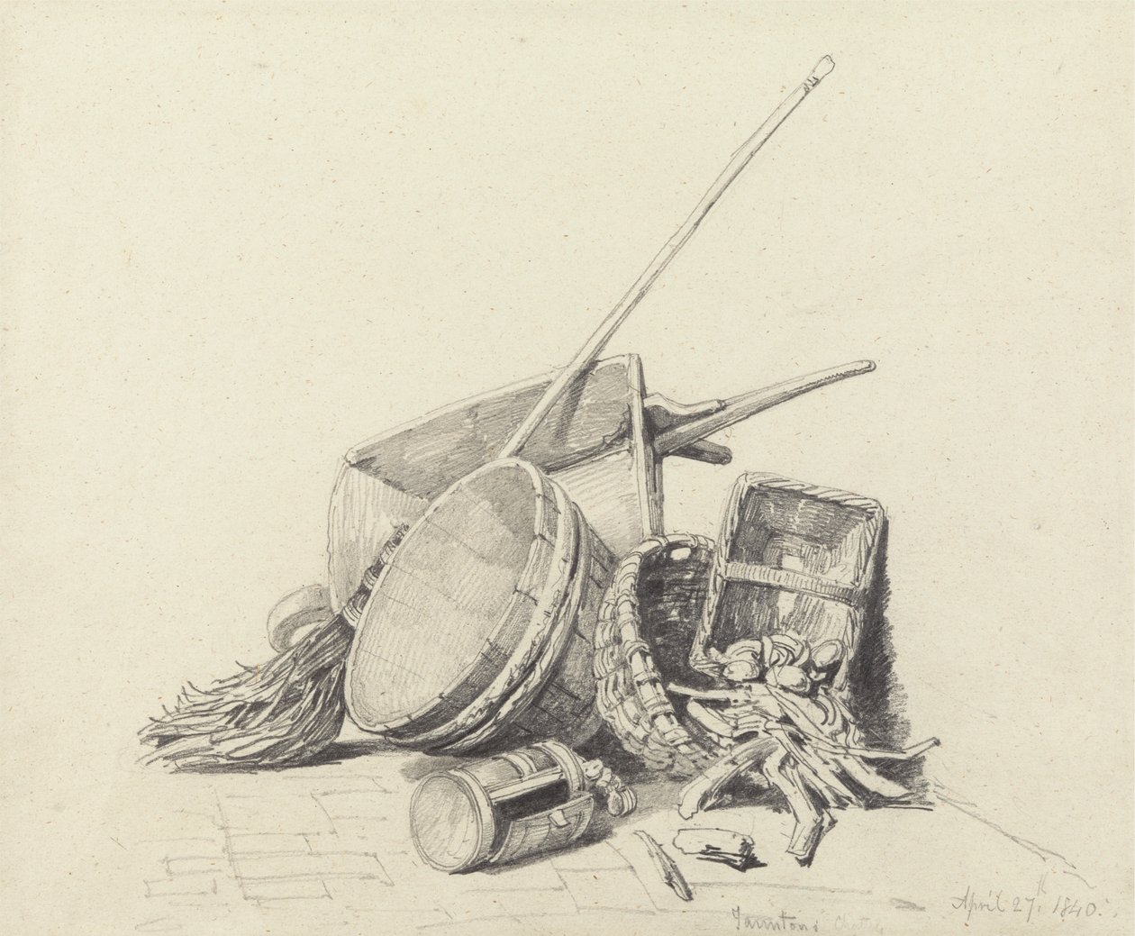 Martwa natura z taczkami i koszami, 27 kwietnia 1840 r autorstwa Henry Harris Lines