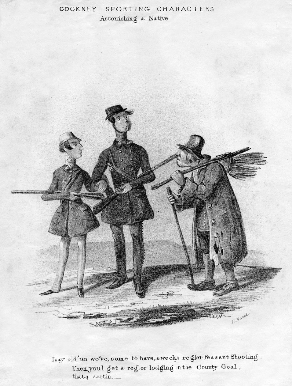 Cockney Sportowe postacie. Zadziwiający tubylec, XIX wiek. autorstwa Henry Heath