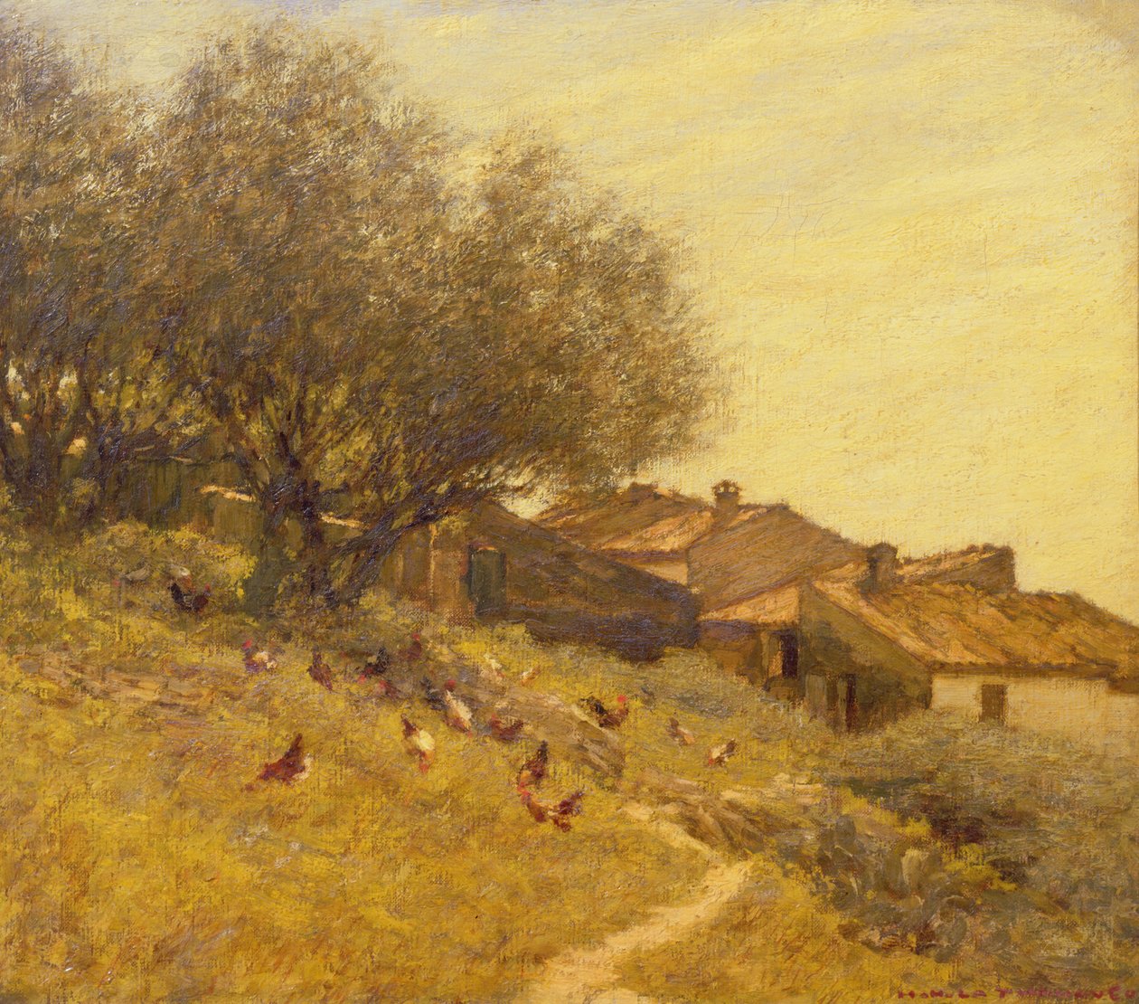 Wioska na zboczu wzgórza w Prowansji autorstwa Henry Herbert La Thangue
