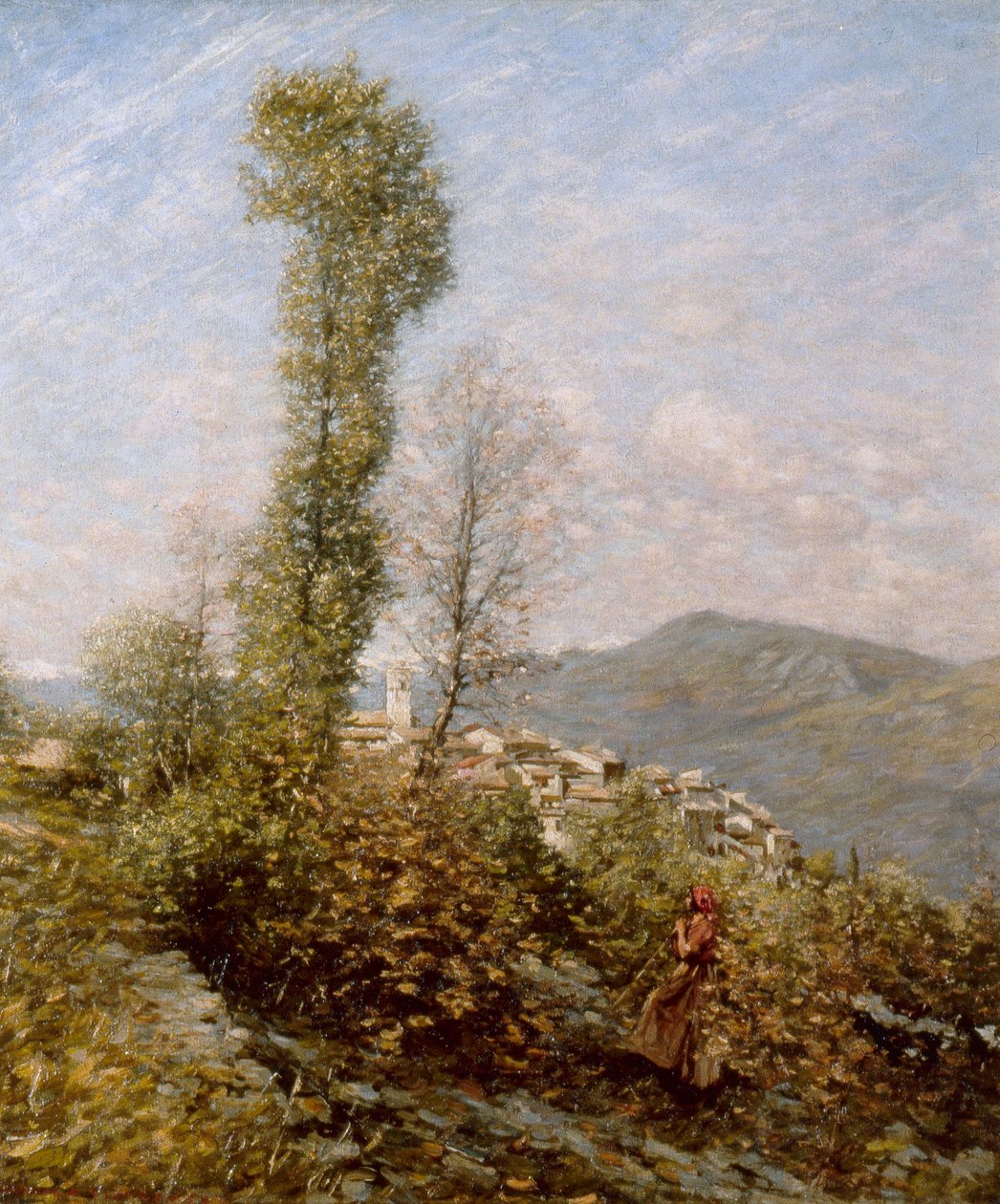 Wioska na wzgórzu w Prowansji, ok. 1910-14 (olej na płótnie) autorstwa Henry Herbert La Thangue