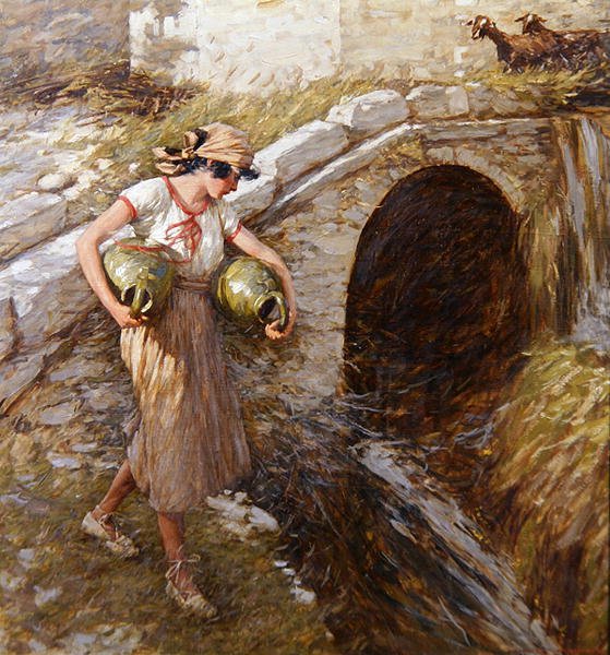 Dziewczyna ze słojami (olej na płótnie) autorstwa Henry Herbert La Thangue