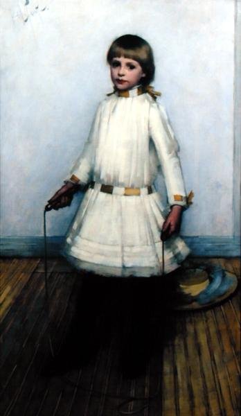 Dziewczyna ze skakanką (olej na płótnie) autorstwa Henry Herbert La Thangue