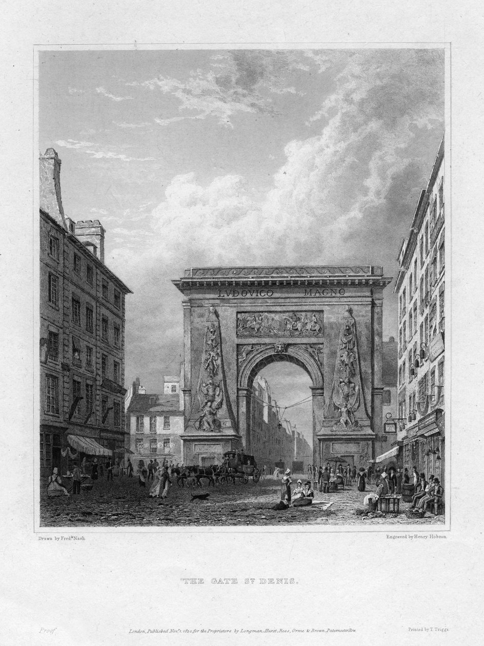 Porte Saint-Denis, Paryż, Francja, 1820 autorstwa Henry Hobson