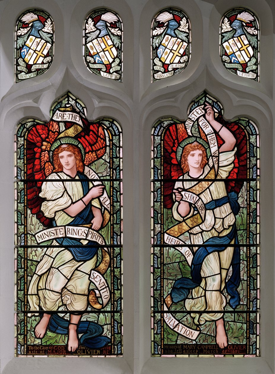 Grasmere, St Oswald, James Powell & Sons, Henry Holiday, Pasting Angels, 1893 autorstwa Henry Holiday