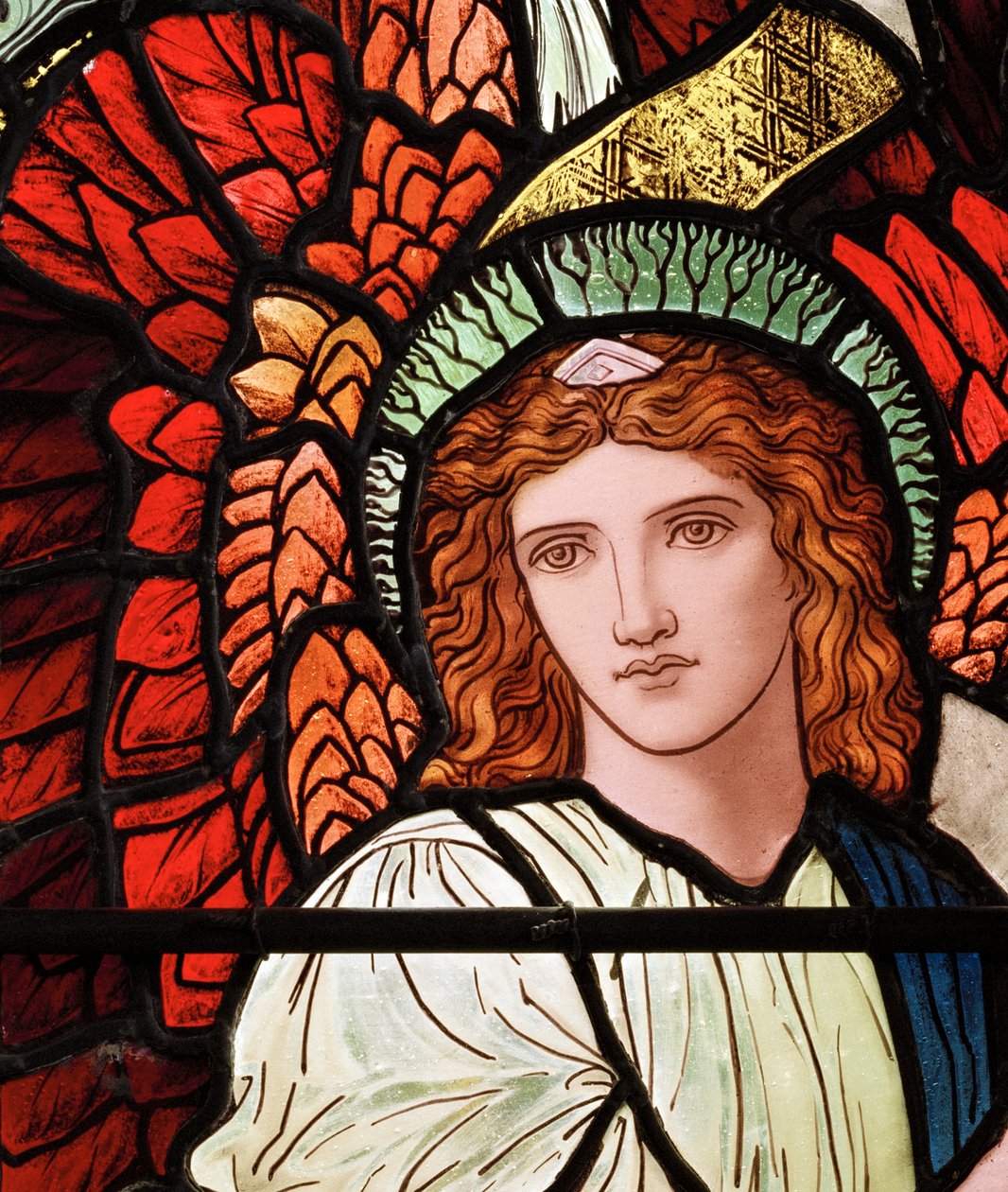Grasmere, St Oswald, James Powell & Sons, Henry Holiday, detal Ministering Angels, 1893 autorstwa Henry Holiday