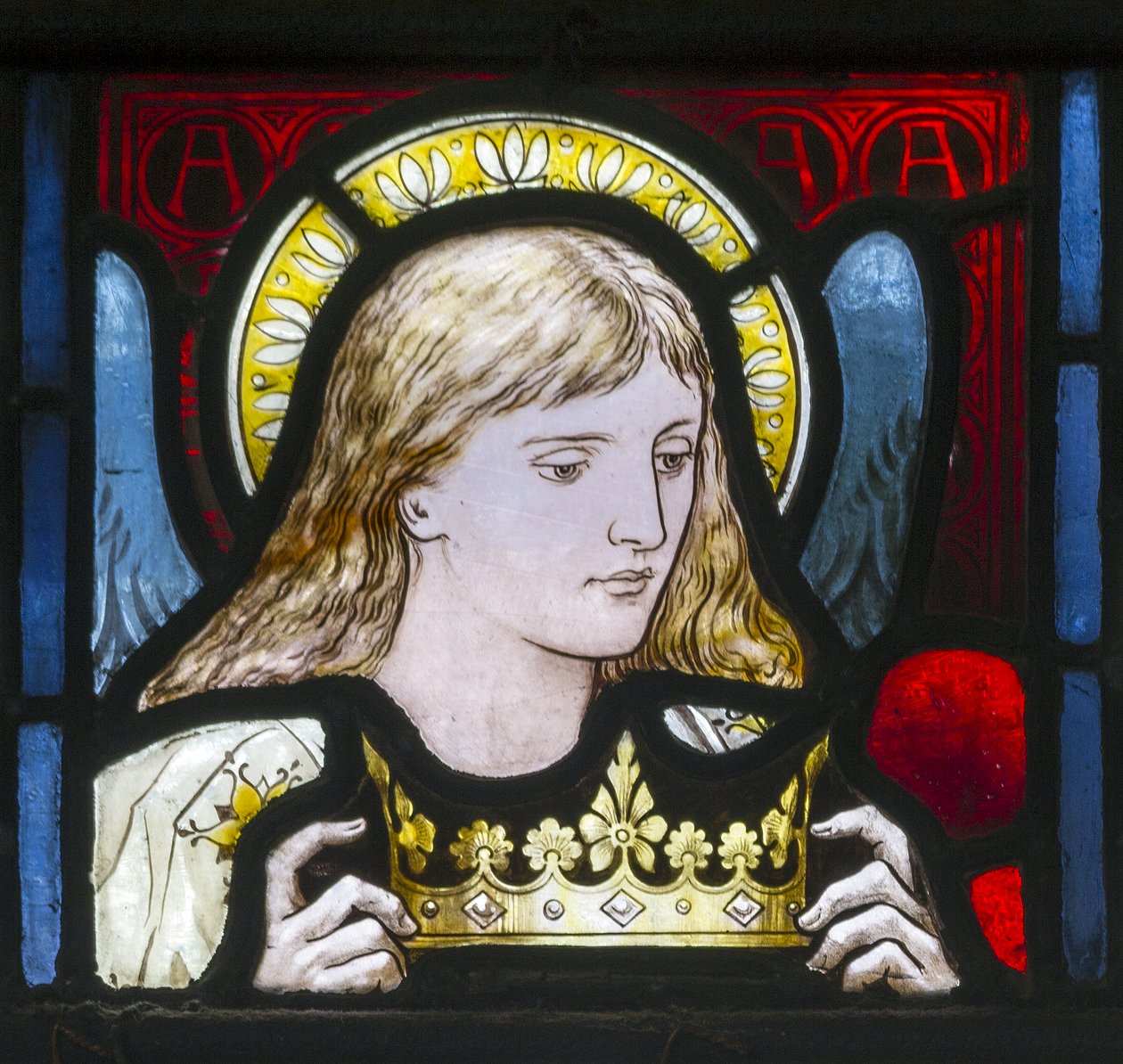 Kirkstall, St Stephen, Heaton Butler & Bayne, Henry Holiday, głowa dziewicy, c.1870 autorstwa Henry Holiday