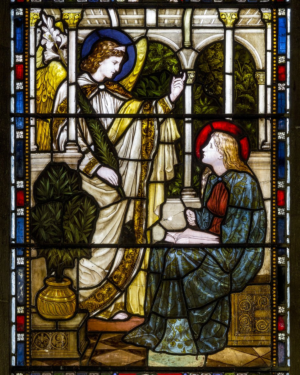 Kirkstall, St Stephen, Heaton Butler & Bayne, Henry Holiday, Zwiastowanie, c.1870 autorstwa Henry Holiday