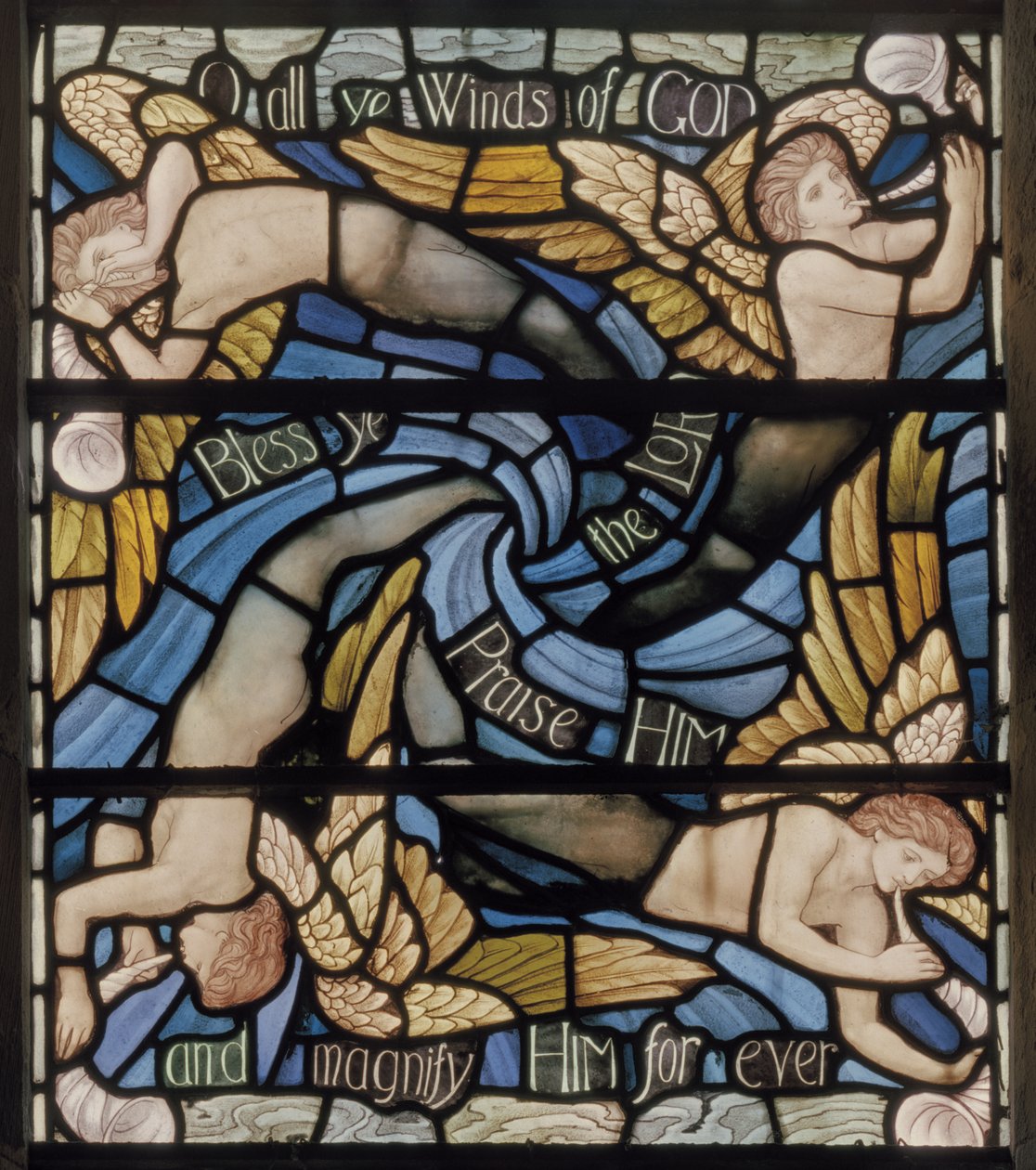 O All Ye Winds Of The Gods, benedyktyński detal okna, ok. 1895 (witraż) autorstwa Henry Holiday