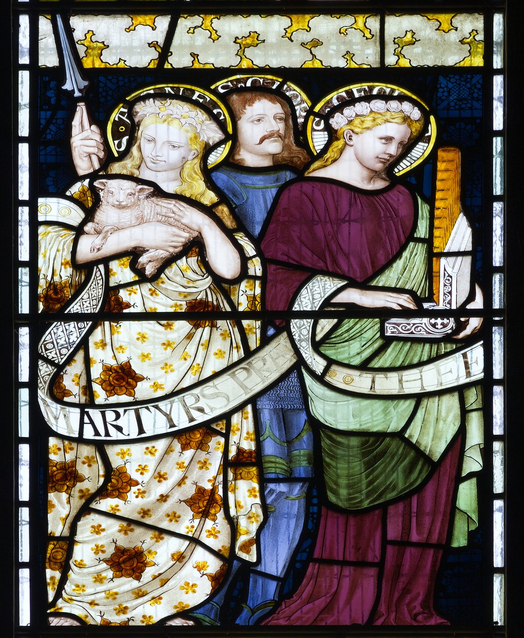 St Cecilia, St Agnes & St George, c.1872 (witraże) autorstwa Henry Holiday