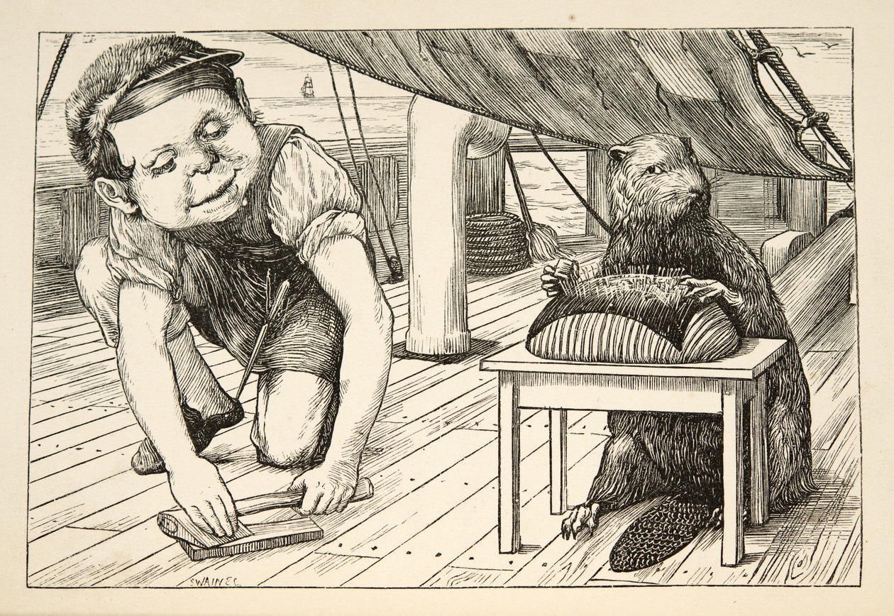 Bóbr patrzył w drugą stronę” z The Hunting of the Snark, Agony in Eight Fits, Lewisa Carrolla, wyd. 1876 autorstwa Henry Holiday