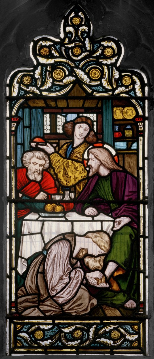 Mycie nóg, 1866 (witraż) autorstwa Henry Holiday