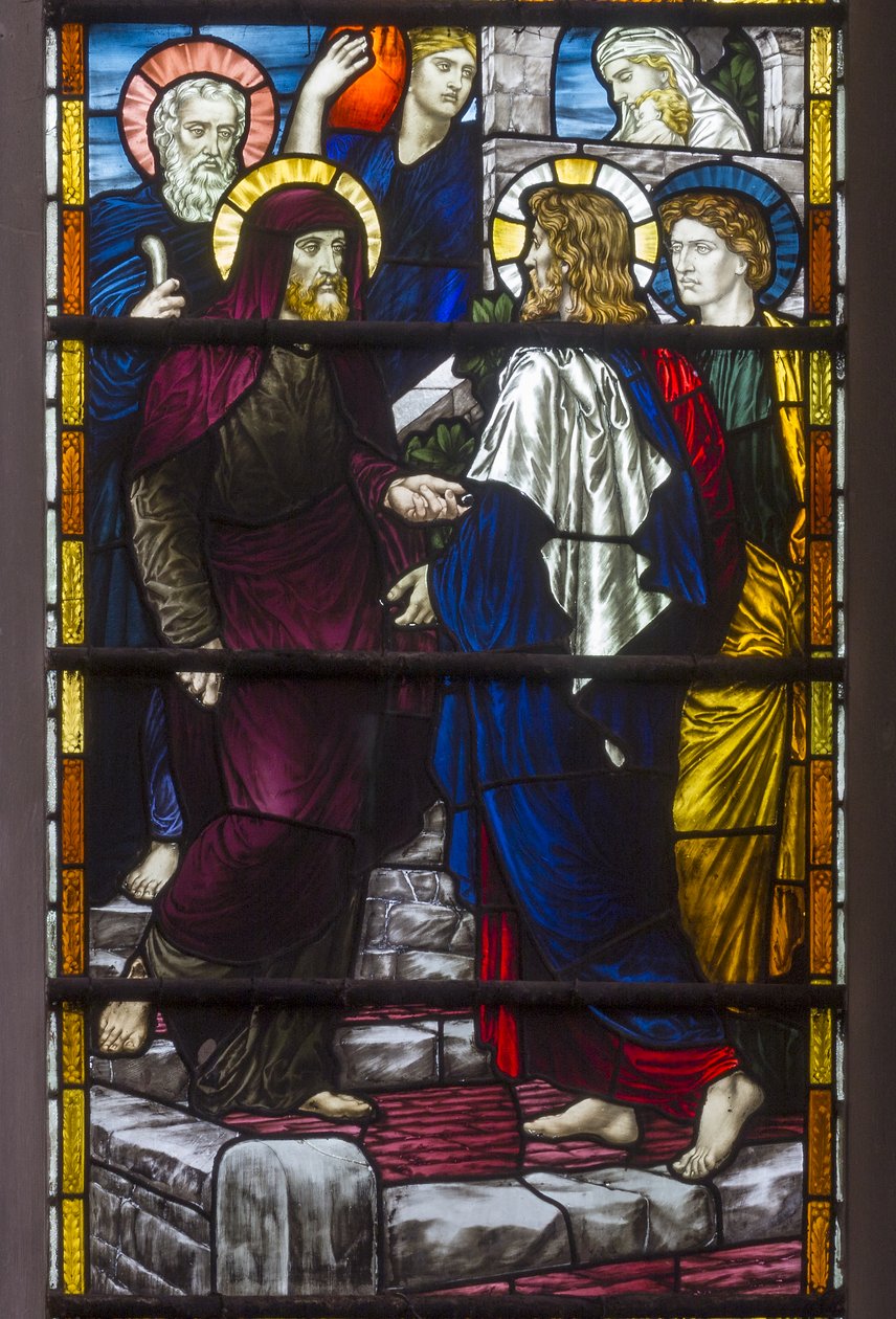 Westminster, St Margaret, James Powell & Sons, Henry Holiday, Chrystus opuszcza dom Marii i Marty, 1883 autorstwa Henry Holiday