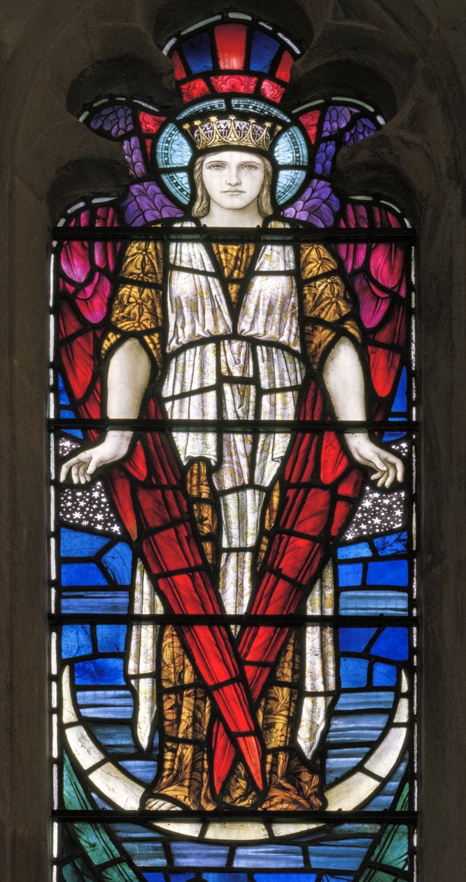 Yeovil, St John The Baptist, Lowndes & Drury, Henry Holiday, The Angel Of Victory, 1917-18 autorstwa Henry Holiday