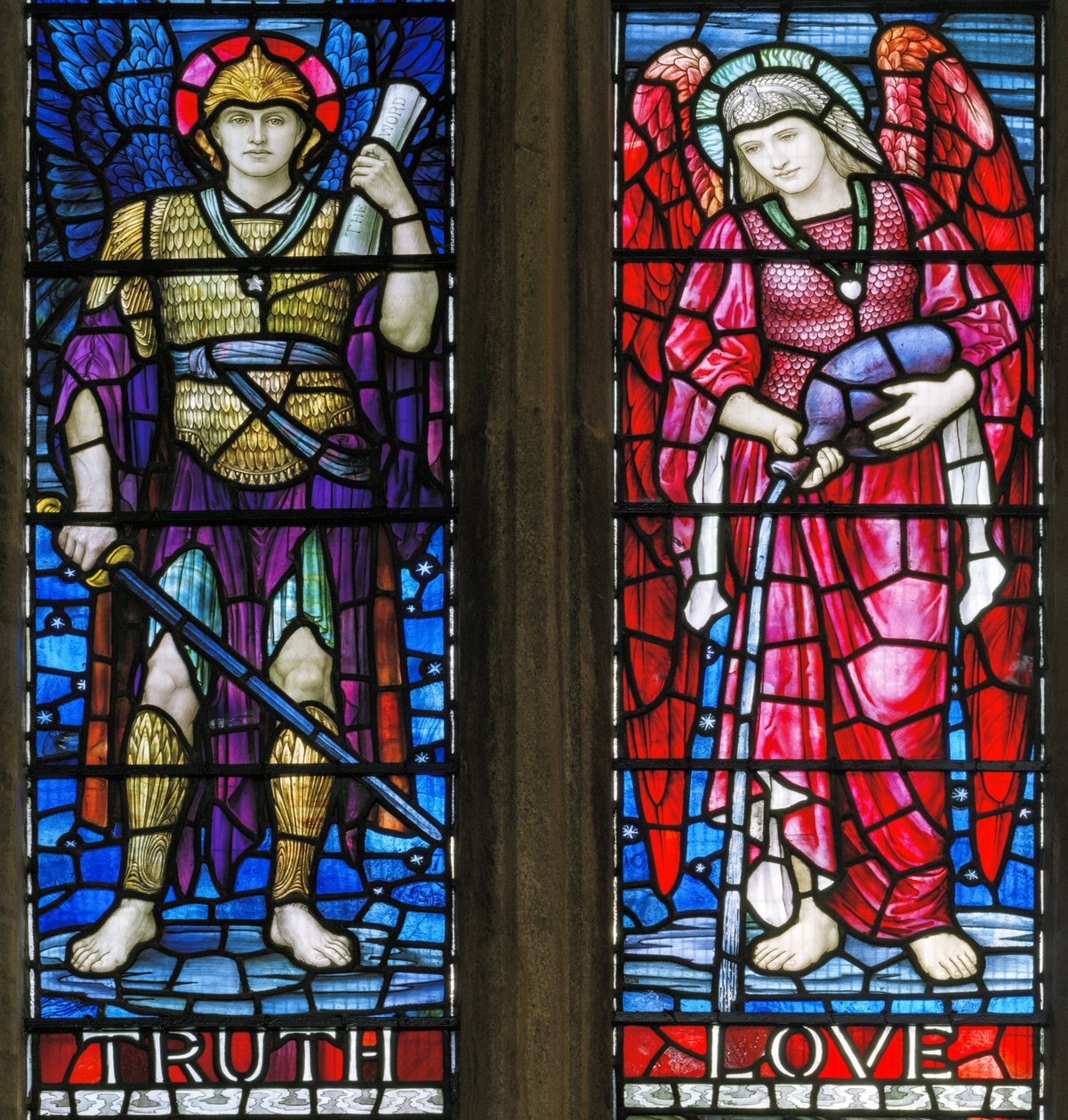 Yeovil, St John The Baptist, Lowndes & Drury, Henry Holiday, Truth & Love, 1917-18 autorstwa Henry Holiday