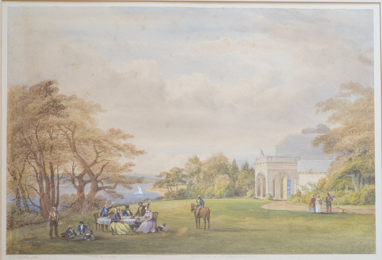 Rodzina Drummond w Bournehill Cottage, 1858 (wc na papierze) autorstwa Henry Holland
