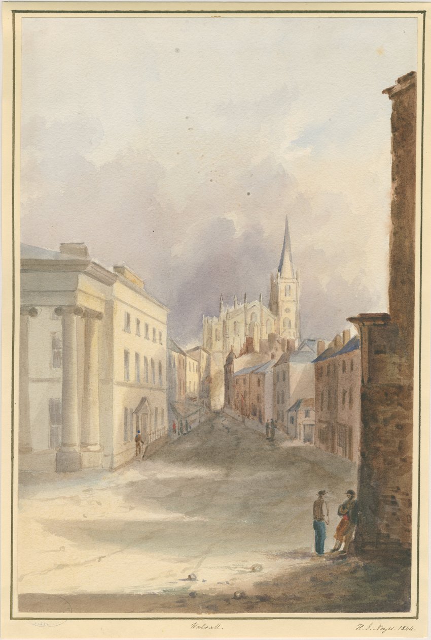 Walsall Town and Church: akwarela, 1844 autorstwa Henry James Noyes