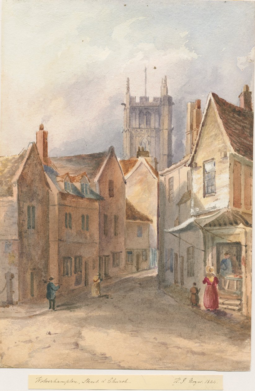 Wolverhampton - Kościół św. Piotra: akwarela, 1844 autorstwa Henry James Noyes