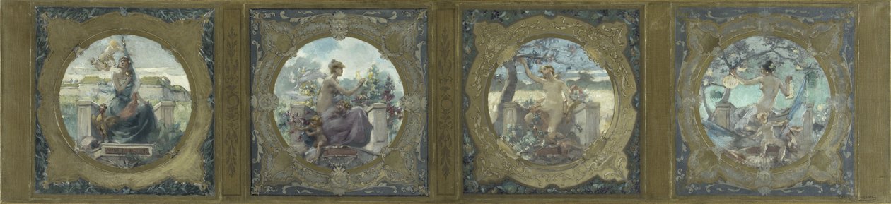 Szkic dla Galerie Lobau w Hôtel de Ville w Paryżu: Les chants : Chants patriotiques, 1890 (olej na płótnie) autorstwa Henry Jean Louis Boureau