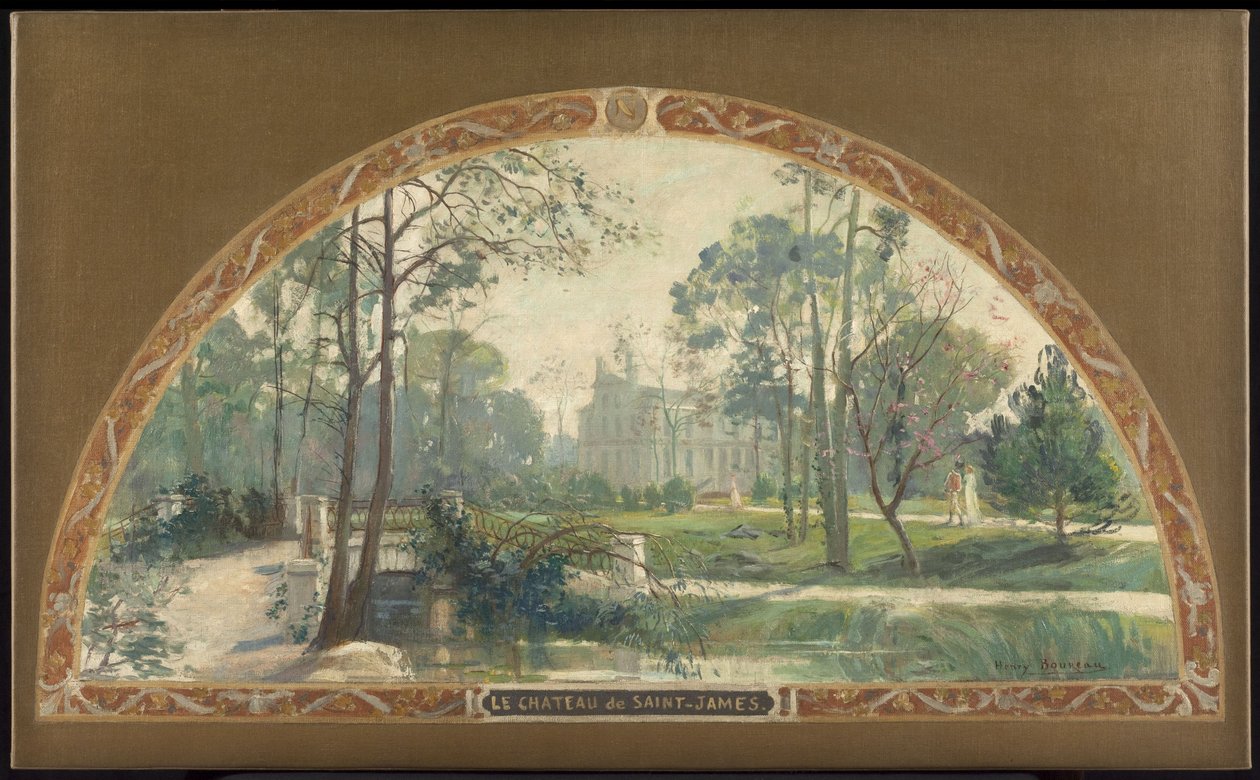 Szkic wielkiej klatki schodowej ratusza w Neuilly-sur-Seine: Le château de Saint-James, między 1908 a 1912 (olej na płótnie) autorstwa Henry Jean Louis Boureau