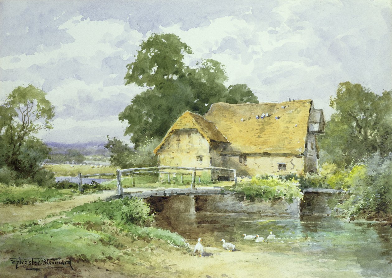Przy młynie w Surrey (akwarela) autorstwa Henry John Sylvester Stannard