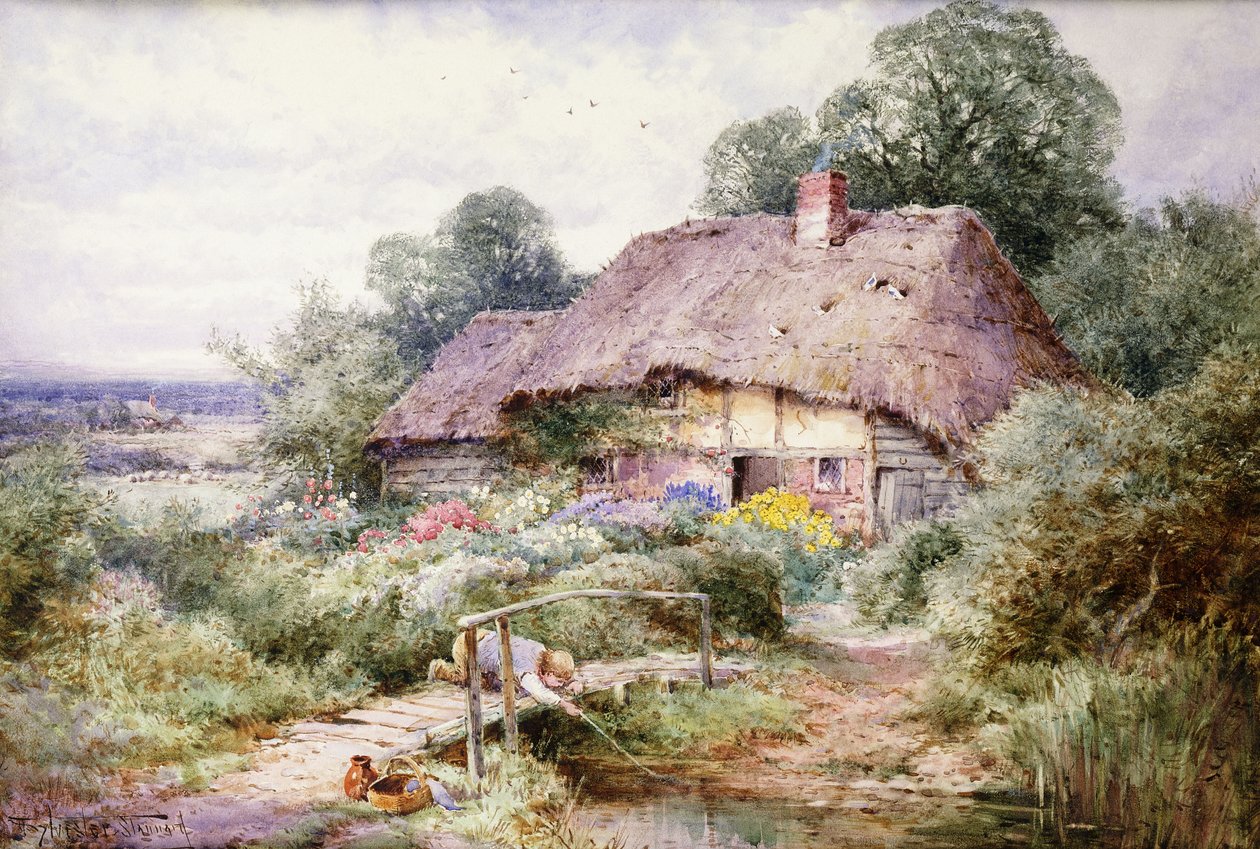 Łapanie Tiddlersów w Eastbury, Berkshire autorstwa Henry John Sylvester Stannard